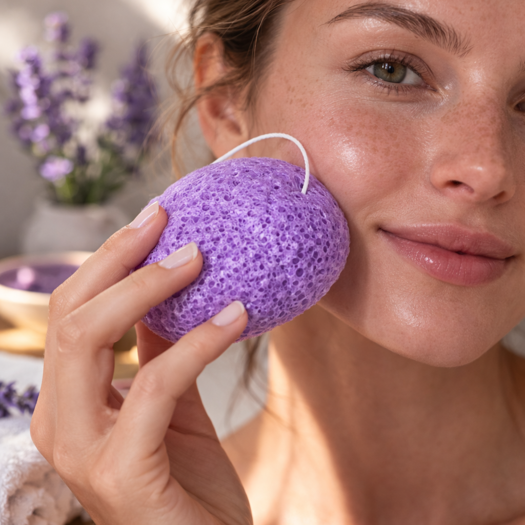 Konjac houbička s extraktem z levandule – jemné čištění a zklidnění pleti4